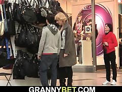 He picks up old blonde woman for play