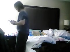 Hotel Room jerk off session with my friend hamil slut in the bed!