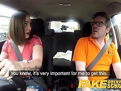 Fake Driving School Big tits Spanish learner loves sucking