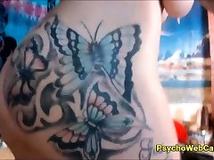 HUGE Tattooed Boobs and Big Booty Rolling in Oil