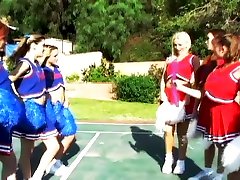 Little titty cheerleader vs big boob squad