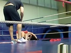 Wrestling dyke strapon fucked from behind