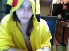 Teen In Pokemon Pikachu Outfit Masturbates