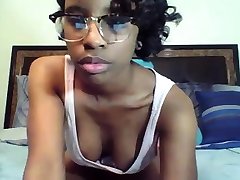 Busty ebony babe sucks angelina joke on webcam