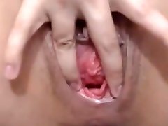 wet pink opened college girl pussy