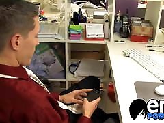 Twink businessmen ass fucking hard at work before cumming