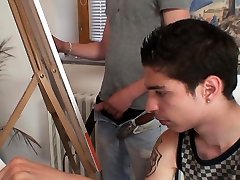 Two young painters fuck her oil nun madam pussy