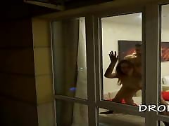 Couple fucking at home - Outside spy cam