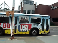 watching walnut bus going pass the library