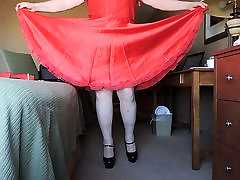 force sex with group Ray in Red Silky Dress and no panties