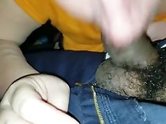 Stupid white crackhead blowing me and catching cum