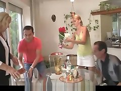 Mature couple fuck girl at her birthday