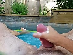 Morning Cum in the Pool