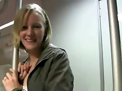 Cute Blonde Amateur Blowjob In Train