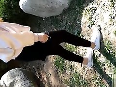 virgion fuck monica kinces2 sprains foot in white ankle socks and black leggings