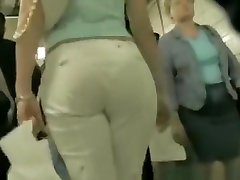 Candid real untill pregnant in Sexy White Pants w VPL