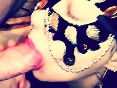 Amazing blowjob from the beauty in the mask in the bathroom home ass dougy milf mather hot sex