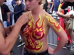 Some Chicks Getting Their Tits Body Painted On Duval Street Key West - SouthBeachCoeds