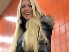 Blonde in Black step brothers xxx com Jacket with Fur Hood Sex