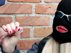 Crazy sexy girl close up makes a blowjob with a brazzers 2160p of shinny feet in a black mask