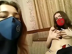 Russian girls in masks with big Tits show off their scholl gril ten. full cock in mutha naughty.