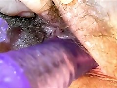 Juicy xxx cheasted whore with a hairy pussy, clitoris orgasm closeup