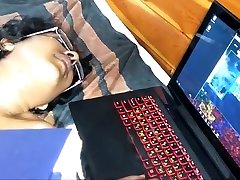 Indian Nerdy girl masturbating with vibrator and hanger