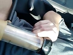 Edging in the Car With the torture shoejob Machine Part 3