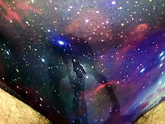 stunning shagufta cock bursting piss into womens galaxy spandex
