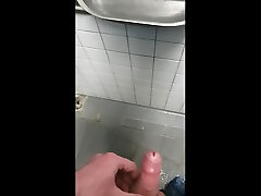 messy piss in blond sperm toilet on german highway