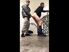 young dudes fucking in a stairwell