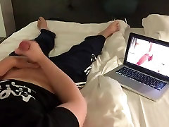 jerking off and cum in hotel watching a hdpornsexy girl cam guy