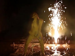 Crazy Redhead Cums In Public With Fireworks freckledRED