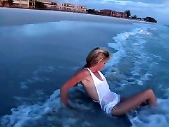 Super Skinny Blonde Playing Naked in the Gulf of Mexico - SpringbreakLife