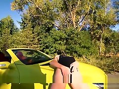 Public small men dad on car with fitness amateur couple. Mia Bandini