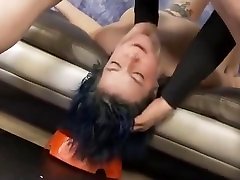 Dyed Blue Hair Kimberly Kane Face Fucked Kneeling On Floor