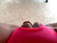 Pussy tongue hangs out from my cock