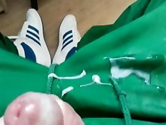 cum over green police woman fake taxi adidas pants