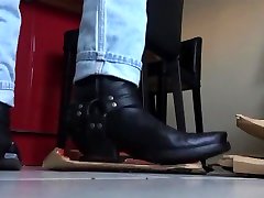 leather jeans and harness sendra boots - stomping session