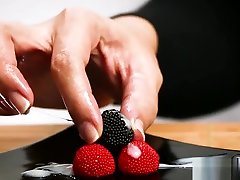 Handjob cum on candy berries! Cum on food 3