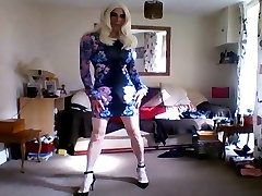 sexy floral bodycon minidress and black cock cum shots 1