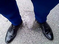 pissing my blue suit pants