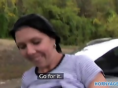 HornyAgent Young black haired girl fucks on car bonnet