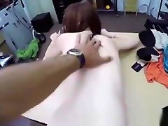 Cute Teen With Glasses Fucked For Cash On Camera In Office