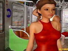 Public fuck in Subway train. 3D cartoon interracial orgy!