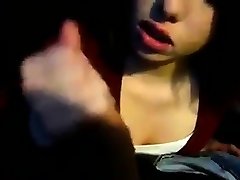 Sweet looking college babe gives a delicious pov blowjob
