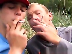 Gay sex weeping sex hard twinks Roma and Archi Outdoor Smoke Sex!