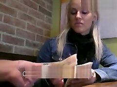 Blonde Czech girl prank job for sex pounded in the toilet for some money