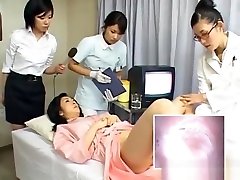 Asian plumber with mature is examining female workers part3