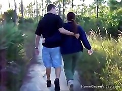 Fucking my chubby wife outside by the lake